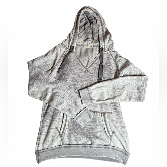 Ocean Drive Sweaters - Ocean Drive Light Gray Distressed Soft Hoodie Pullover Sweater Size M